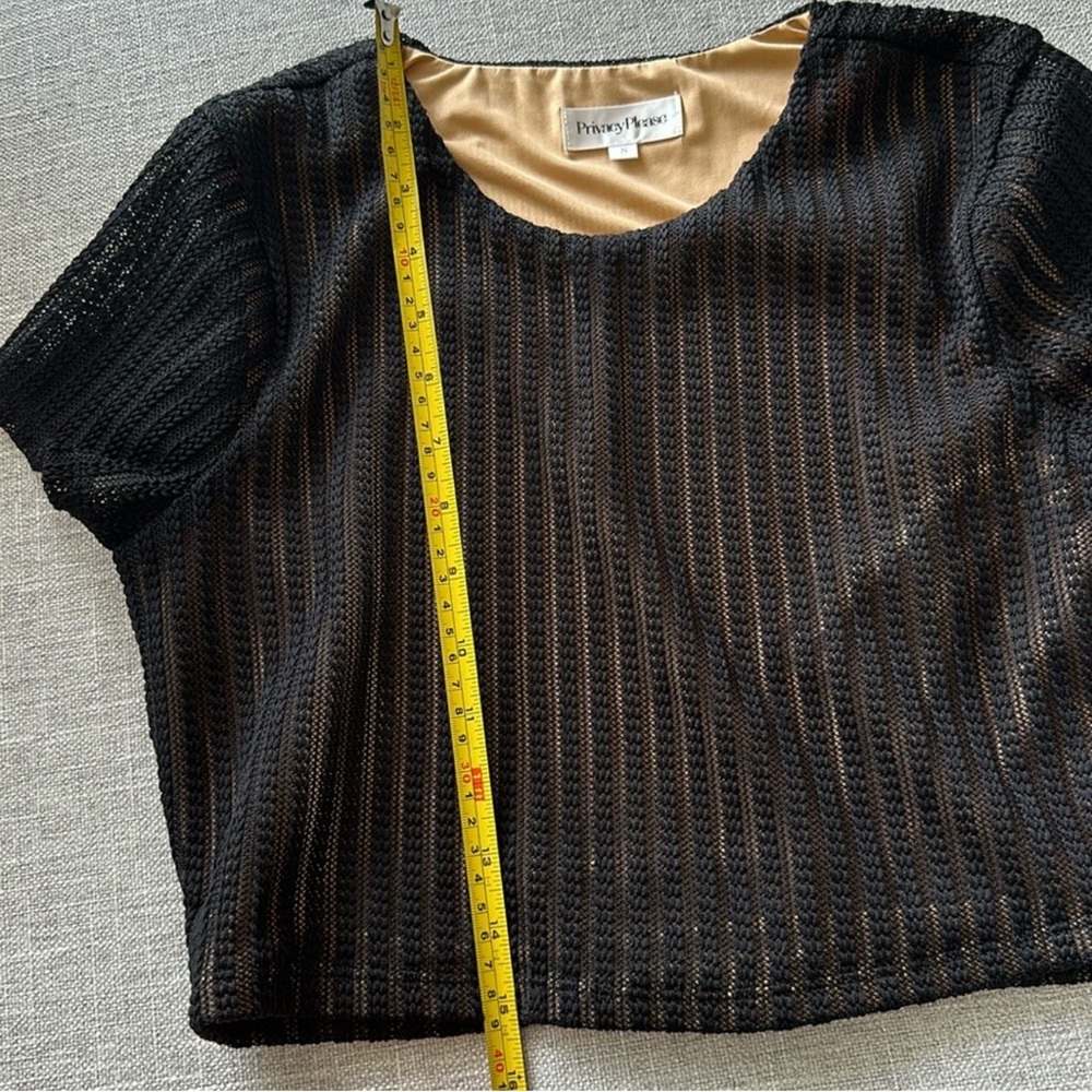 Privacy Please Black Lined Mesh Crop Top – Size Small - Picture 5 of 5